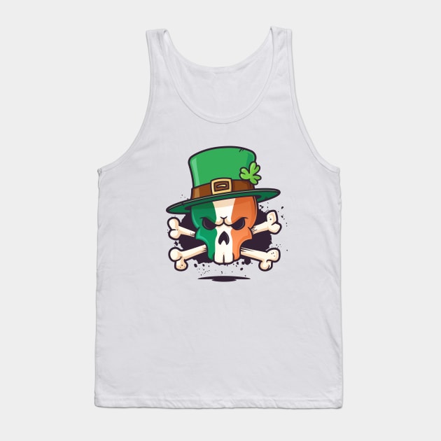 Irish Leprechaun Skull Tank Top by zoljo